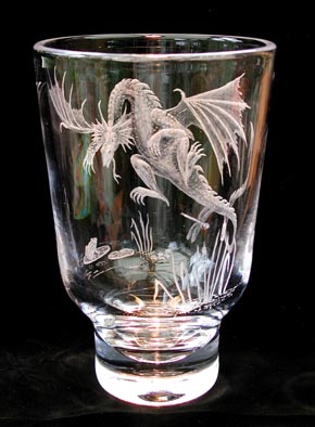 Dragon Fly! by Sue Burne
I am a glass engraver and pyrographer and I'm attaching just two of my works. They are my own original designs.

