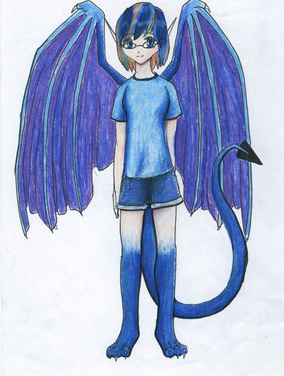 By Dragonfire
It's me! I've changed the design a little. But I like it more than the other version.  And my hair really is dyed blue. :)
Keywords: Anthropomorphic anime