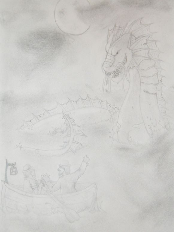 By Tiamat
What better way to enjoy the holidays then to enjoy a picture of two guys about to get eaten by a sea monster? >.< my camera messed up some of the details... oh well. merry christmas!
