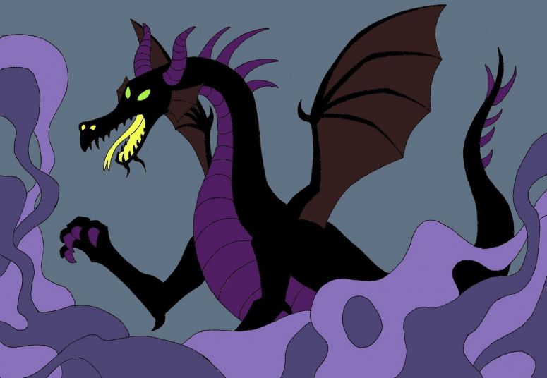 Disney's Sleeping Beauty: Maleficent's dragom form - By the Lonely Dragon
I watched The Sleeping Beauty with my 6 years old little sister today... 
I drew this with pencil and colored it on the computer. Horns and claws are actually black in the movie.
