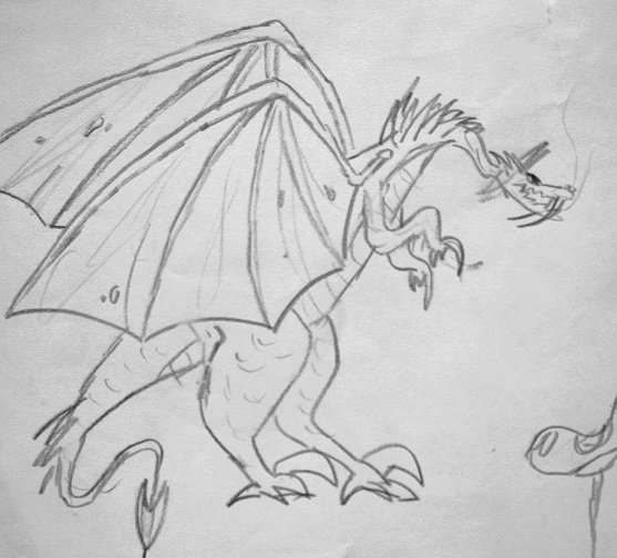 Childhood dragon - By Azdaracylius
I was tiding my room when I discovered some very old pieces of drawing, I think I was 8 or 9 years old when I made this. Ah, memories...
