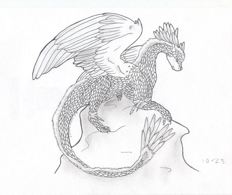 Nayru Dragon - By Jewelofthesea
Here you be, Nayru! Hope you like it. If you don't mind it, I added little wraps with feathers around your feet. Seemed to me to break up the scale pattern and pull together my picture. I've been getting a lot of compliments for it at school, so i'm guessing its good.
