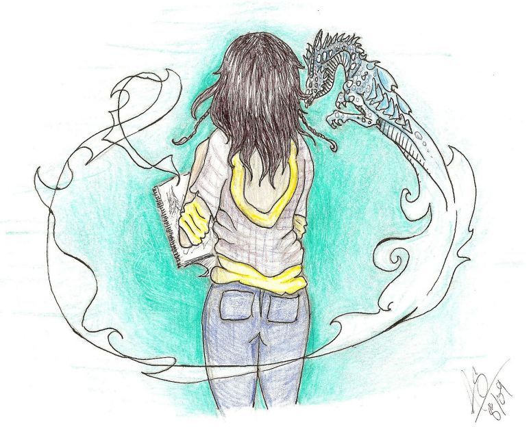A Little Art Chat - By Zephyr
I decided to draw another pic of Zephyr and Caarie, but I wanted to show something of their relationship. Caarie just finished a picture, and now she's explaining it to Zephyr. Since Zephyr actually came "out" of the drawing, I don't know why she'd be wondering about it, but I guess that shows how their relationship is. The scanner murdered the colors but oh well.
