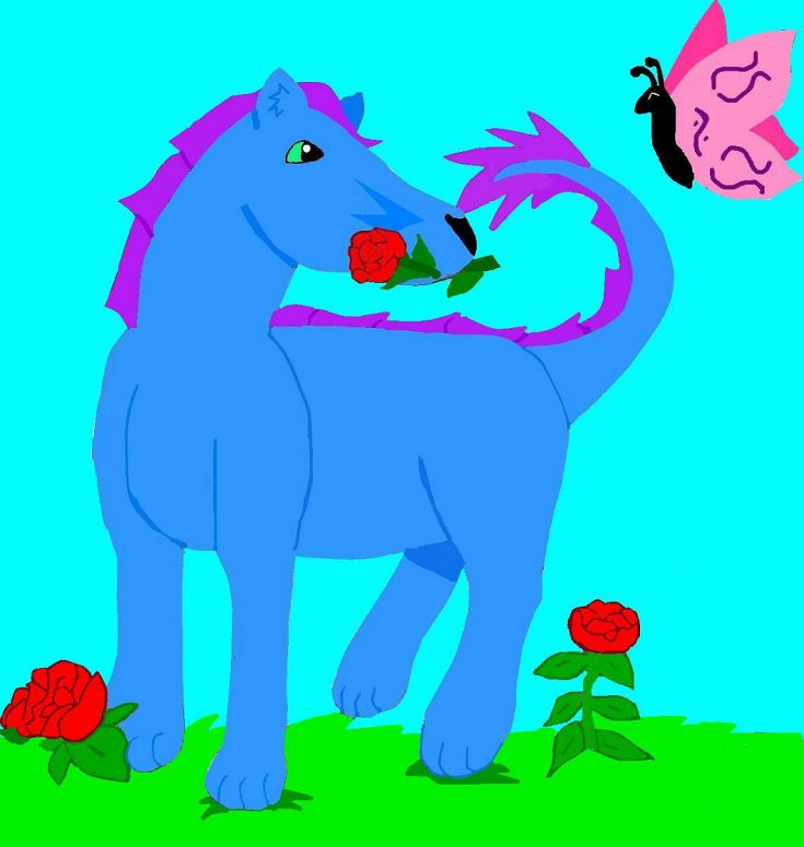 By CatC
02/20/09
Well this is a digitized version of one of my older drawings... This is Willow and her butterfly friend... I am happy with the way it turned out other than the one rose on the far right... I don't like how the leaves and stems turned out they look blocky... so other than that i like it n.n so hope ya like it 82) 
