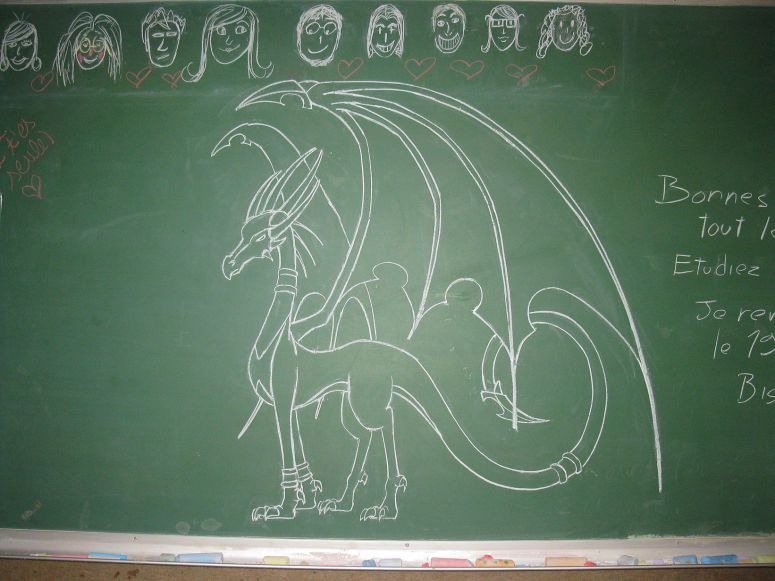 Cynder from The Legend of Spyro: A New Beginning - By Azdar Acylius
I don't own the original picture, I found it on the Net and just drew it on the chalkboard.
