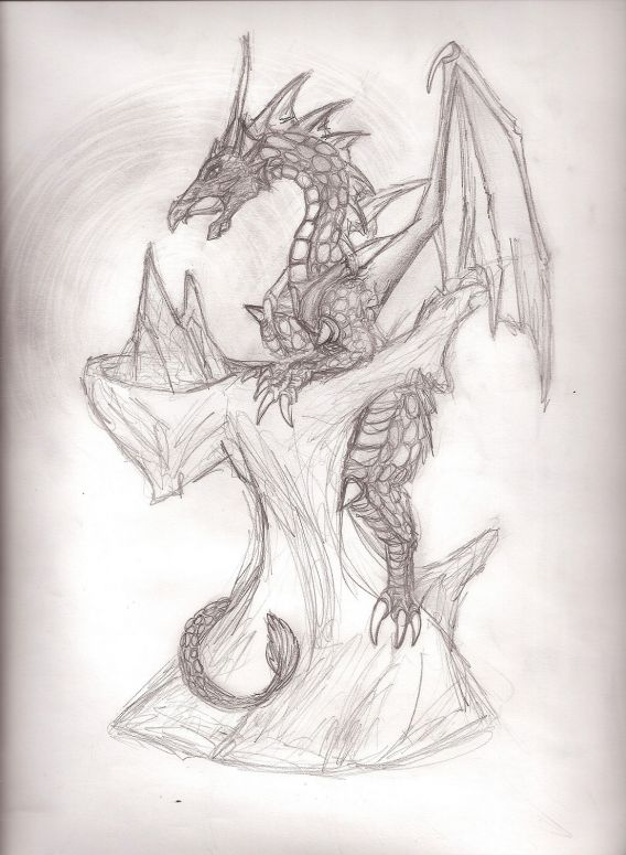 Dragon crystal guardian - By Silveera
Sketch of a statue I bought when I was in the city for a couple of days, the crystal has a light in it that changes colour.

