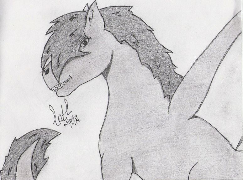 By CatC
05/27/09
Well another unnamed piccy xD this is the first time that I have drawn a dragon with an open mouth before so it may be a bit not so good. I seem to have gotten back into my old style of drawing. Its weird i always start with the hair and then the ears and then the head forms and then it continues from there. I am not sure how this dragon really got to be. I was going to do another Untitled one, but the songs switched as I was trying to get the mouth right and it changed to a different genre, so this is what came out of it. :D Hope ya like it :D

