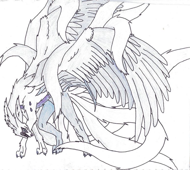 Jazen - By Midnight Dire Wolf
She Now officially is half dragon half wolf and has 15  tails
Keywords: weird