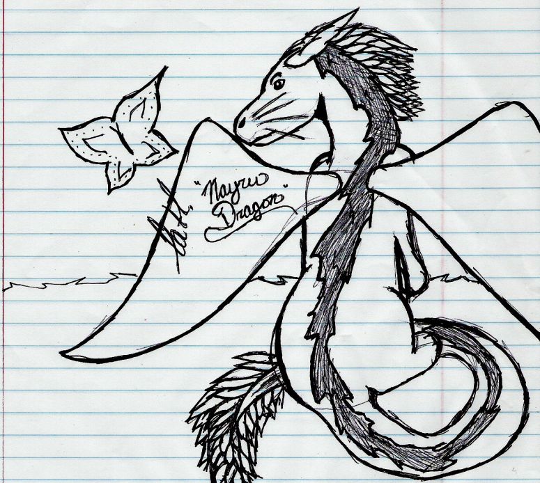 By CatC
09/17/09
Well here is the picture i did of Nayru... i did this one in pen as well and i was totally stuck on what to do and then i just started sketching and then the basic outlined formed and came out of that.... i darkened the lines in to try and clean it up but alas pen is unerasable... anyway hope ya like it
