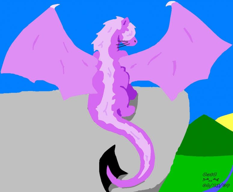 By CatC
06/23/09
Well this is a colored version of the "Remembering the Past" picture. I use MS Paint and am quite happy with the way it turned out except for that cursed front right paw! ><' no matter what i did it still looked weird so i said forget it and i left it the way it was in the original drawing. So anyways hope ya like it! :D
