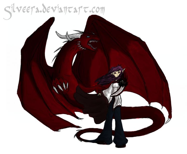 By Silveera
I coloured this in a similar way to sandara on DeviantArt. Greyscale shading, with a transparent flat colour layer on top.
I like this colour scheme for my dragon form better, it’s more red that I had it before.
