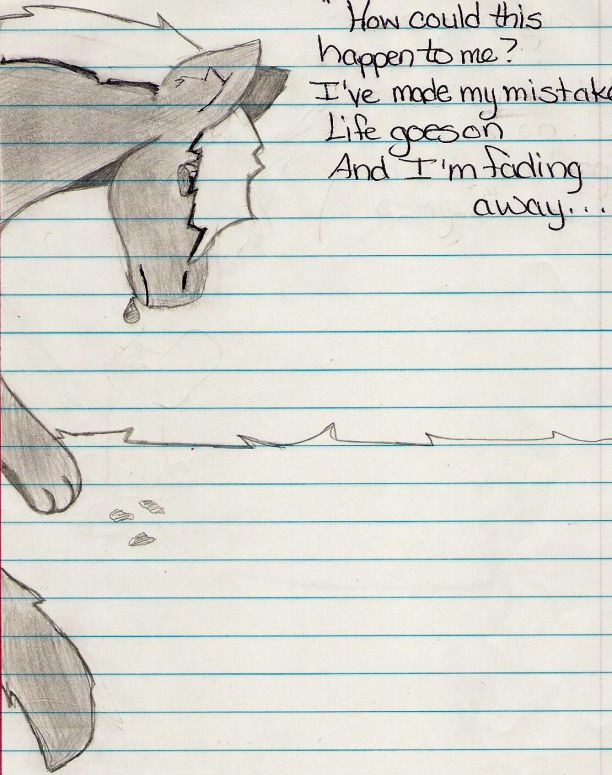 By CatC
05/14/09
This is a picture that was inspired by a song that I heard and I was trying to get a realistic looking one with the shading and such on it.... sorry it is on lined paper it was in english class and that was all i had..... I also used a pencil and a black ink pen.... the song that was used was Untitled by Simple Plan.... one of my favorite songs of all time :D
Keywords: Head