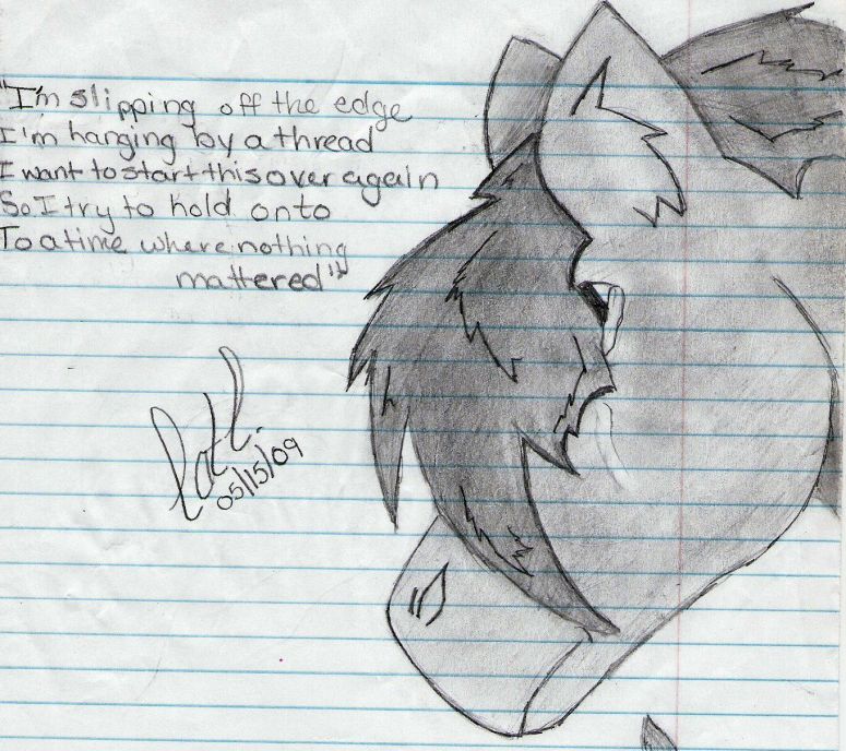 By CatC
05/15/09
Okay here is yet another "Untitled" inspired picture.... this one is one i spent (wasted class time) on compared with the first one... I may do one more... there is another verse that has great imagery in it and i may convert it to picture form.... I absolutely love this song. I remember the music video when it first came out it was about a teenage guy that was drunk driving and slammed into another car head on and killed the girl that was driving, so that is why he is saying why did this happen to me... there is a lot of meaning behind the song it is a poem in musical form I luvs it :D Oh if you want to look up the lyrics or the music video the song is called "Untitled" by Simple Plan.... hope ya like it for it is another attempt by me to get back into my older style with the shading and such.... wow this was a long piccy comment lol
Keywords: Head