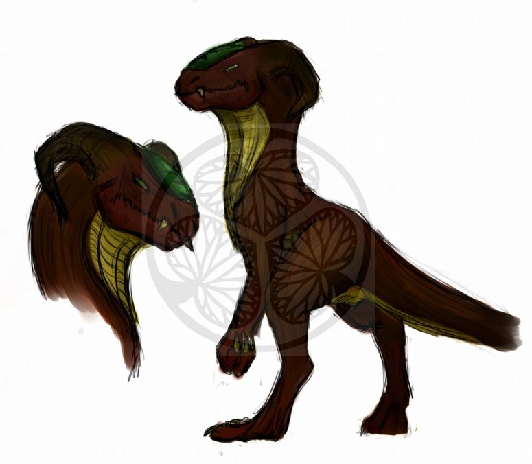 Warling concept art - By Silveera
Wingless primitive dragon, used as mounts in warfare. Their jaws are strong enough to crush steel.
