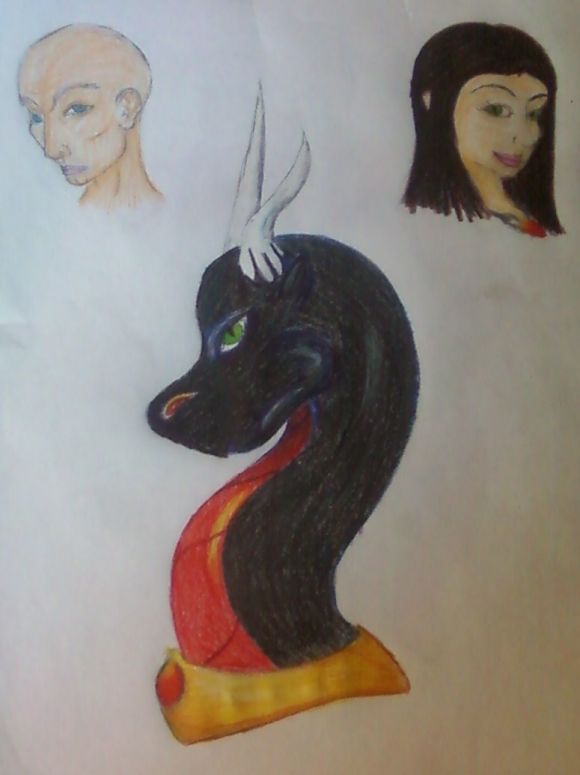 Nemesis - By Dragonness Wyverna
You may recognize myself in both forms, so that leaves the bald guy being the bad guy. This is just a concept for the story I'm working on.
Keywords: head