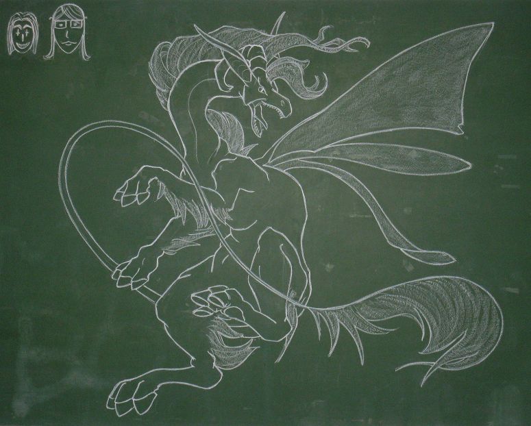 By Azdaracylius
The chalkboard is back! Original picture from DA: Fae Dragon, by *meradragon. Took me over 4 hours...
