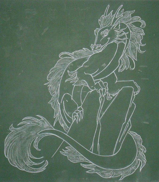 Happy Dragon - By *Hbruton [Azdaracylius (chalkboard)]
Found it on DA. Not as detailed as the original picture and some body lines are not exactly the same, but I didn't had many time to finish it.
