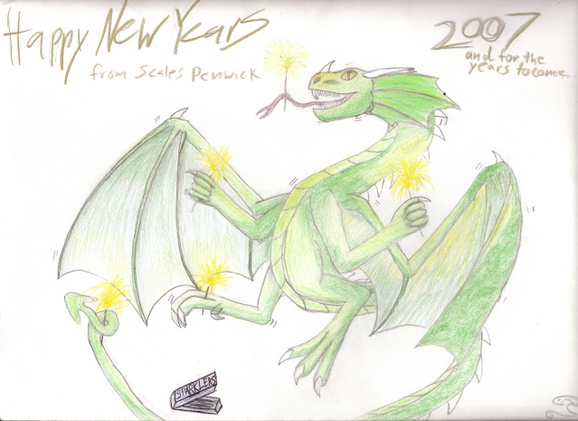 Happy New Years! - By Kelsey Kwolek
Happy New Years! 
 
I drew Scales for Halloween, then gave him a name and turned him into my own comical charactor. Anyway, for New years, I had a special idea in mind for all my friends roun' here. We can all describe how we've changed over the years, who we give thanks to, and how we hope to improve for 2007. Happy New Year!
