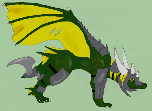 By Babydrgn
For Midnight Dire Wolf's contest. I hope I met all the requirements.. all I remember is mane, male, and six horns. I name him Vercingetorix, Rix for short. I like his design but not the colors... I just choose them because he reminded me of an alligator. If you don't take him I most certainly will. ^^ Quick sketch again.. that's why it sucks. xD
