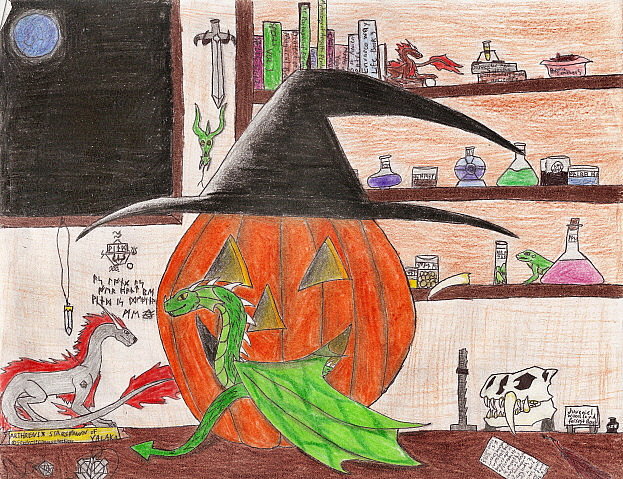 Witches Familiar - By Kelsey Kwolek
I knew its early but I didn't want this idea taken to soon so, Happy Halloween. I'll try to explain the blue moon, but isn't it cute?
