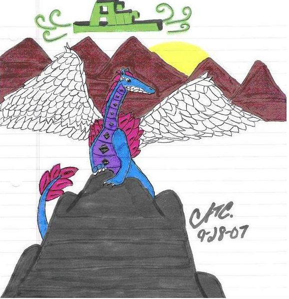 Elemental Dragon of Air - By CatC
9-28-07
This is my version of the element of air. This was also my first attempt at feathered wings.

