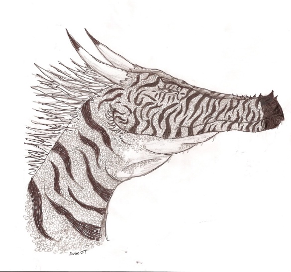 Zebragon: Savannah Tribal Drake - By i_heart_dragons
Medium: ballpoint pen and pencil
Keywords: Chimera