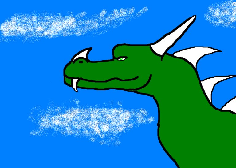Green Dragon - By Tiamat
Made in MSPaint. It took me forever to get the lines halfway decent!

