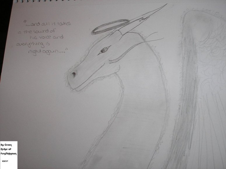Angelic Dragon - By Green Archer of Fury / Unknown
I love him.
