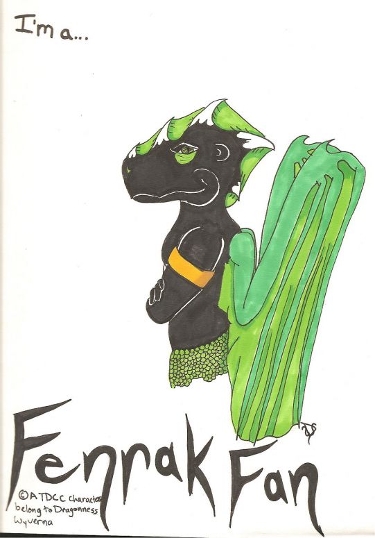 Fenrak Fan - By Dragonness Wyverna
For some reason, when peeps read my comic, Fenrak was the fav, so I decided to do a fan shirt for them! ^_^
