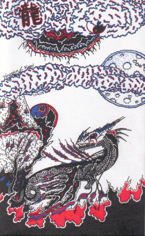 Flardra - By Novako
Medium: Black, blue, red ink
