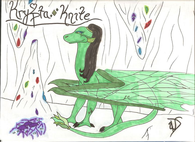 Krypta Knite - By Dragonness Wyverna
She's Bek-El's girlfriend, a rare jeweled dragon of the Chromosyne peaks.
