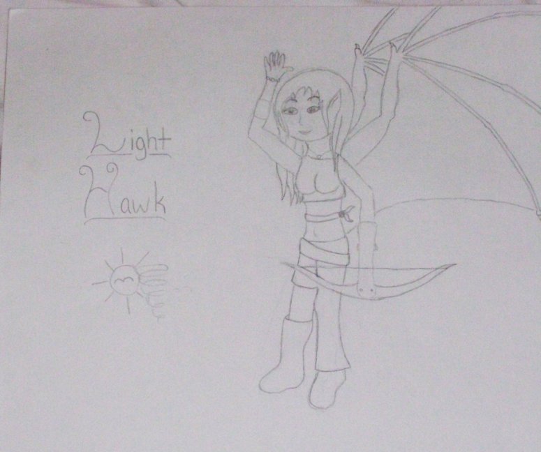 Light Hawk - By Jenu
I drew this a while ago, it seriously has taken me forever to get these pics up! (Sorry!) It's pretty simple, but again, someday I shall color it!
Keywords: Anthropomorphic