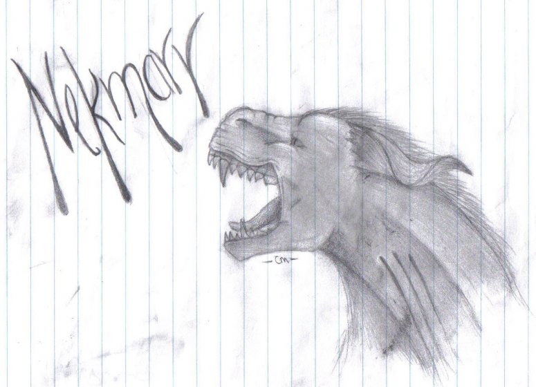 Nekmarr - By Nyliir
BOO FOR LINED PAPER!!! drawn during maths...EVIL MATHS!!! e_e...anyway, Nekmarr (pronounced Nyk-mer, get it wrong and he will eat you!) he is the warlord of Esraalani art (c) me, steal and he will also eat you...DIE DIE DIE!!!
