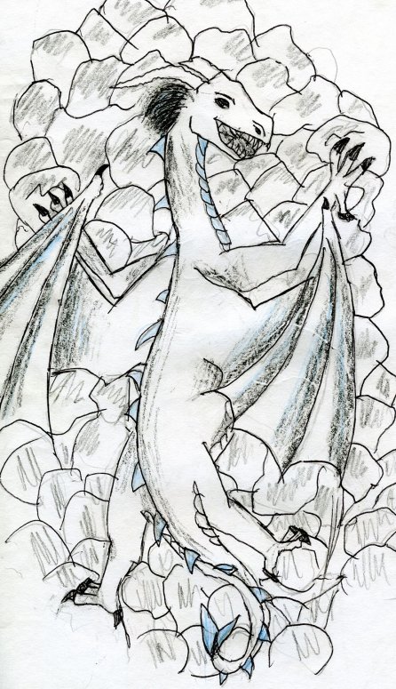 Saraneth - By Ramoth
This dragon was drawn when I wasn't improving. I really like it and he was climbing a wall when I came up with the idea to draw him. I hope you all like it.
