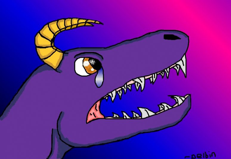 Self-portrait - By Delbin
This is another portrait of me, but as a hatchling. That's why my horns are a little different and my eyes are big. I'm crying because my parents died and I saw them acsend. Their spirits anyway. I know I don't look exactly like my other portrait. That's because no matter how hard I try, it always looks different. Hope that made sense. I promise i won't send in too many more computer arts! hehe sorry bout that little outburst, but.....it has shading!!!! Thought I'd point that out.
Keywords: Head