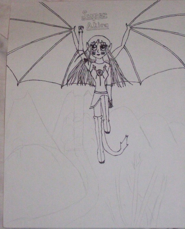 Super Akira - By Jenu
YAY! Super Akira is here to save Dragnix from evil enemies! LOL! I outlined her in sharpie, and I lightly drew a background, but I suk at backgrounds, so I left it at that.
Keywords: Anthropomorphic