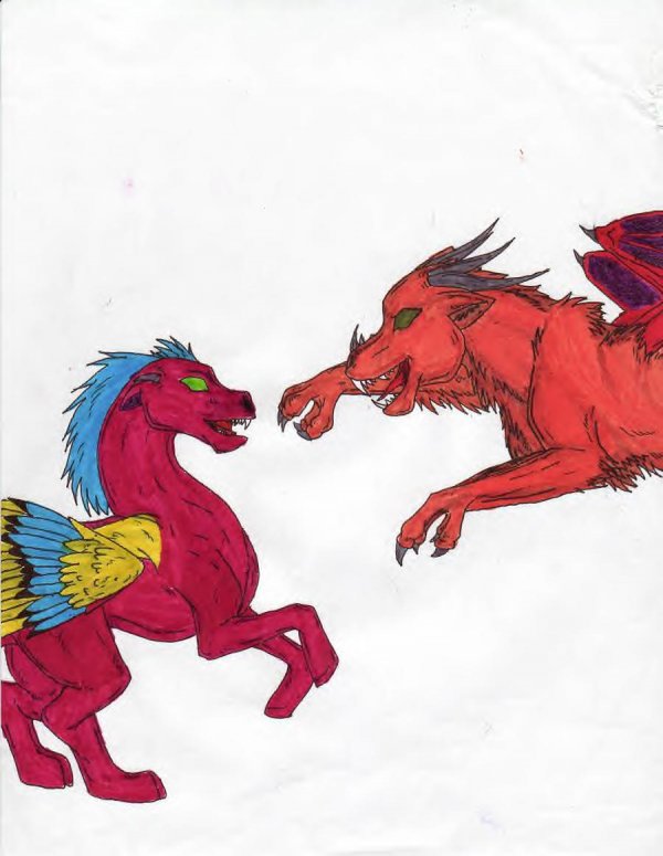 Battle of Emotions - By Fireheart
This is another pic in marker done after one of my emotional breakdowns, when i can't tell right from wrong or good from bad. the one on the right is anger and on the left is kindness. who do YOU think is gonna win?

