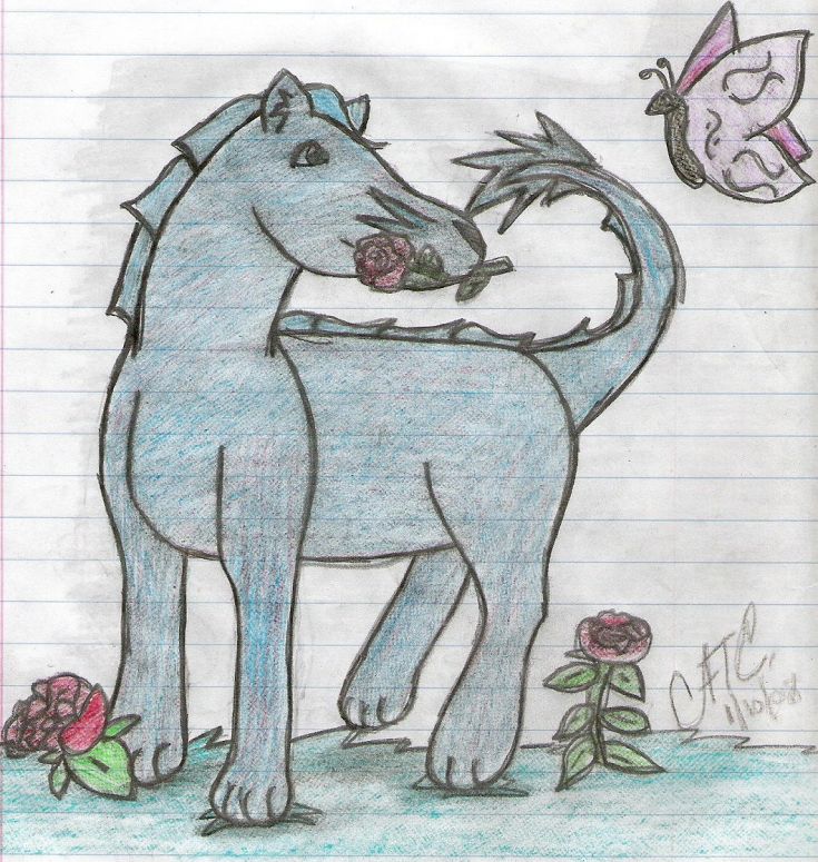 By CatC
1/07/08
This is a colored version of Willows picture. Sorry that it's on lined paper. I had done it in school and then I copied it onto unlined paper for the other one. Hope ya like it!
