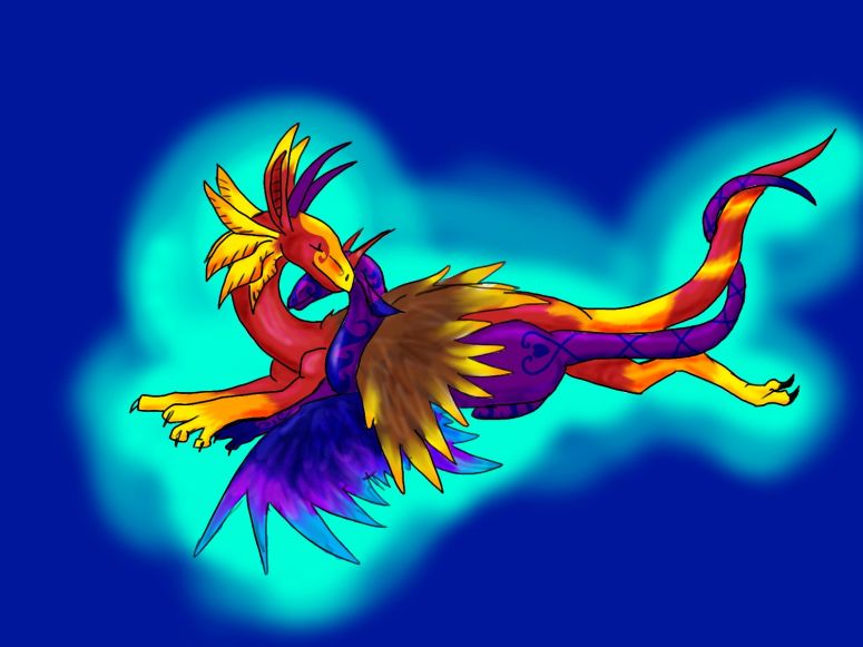 By Dragonfire
Awwww. Cuddle.  Just so nobody's confused, the red is the male and the purple is the female. 
