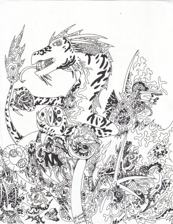 Six Dragons and Alot of Eyes - By Sova D. Nagi
There are five dragons hidden within this drawing.
