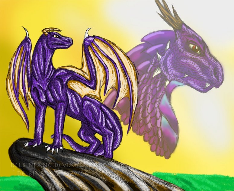 By Delbin
Me and Ancestor Swiftwing. We are the oldest dragons in the world. Him the oldest at over 120 million, and me between 65 and 70 million. Yet we don't show the signs of our age. No one knows the true life expendency of a dragon yet, because Ancestor's still alive. We're not related, we just happen to have similar colors. My most accurate portrait yet. Still screwy in some parts, but overall my favorite.
