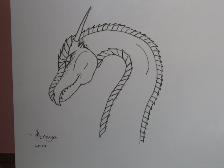 By Soraya
I drew this in dry-erase marker on my drawing table. I've done a few on white boards before, but nothing so detailed. Overall this is a fairly new type of drawing for me.
