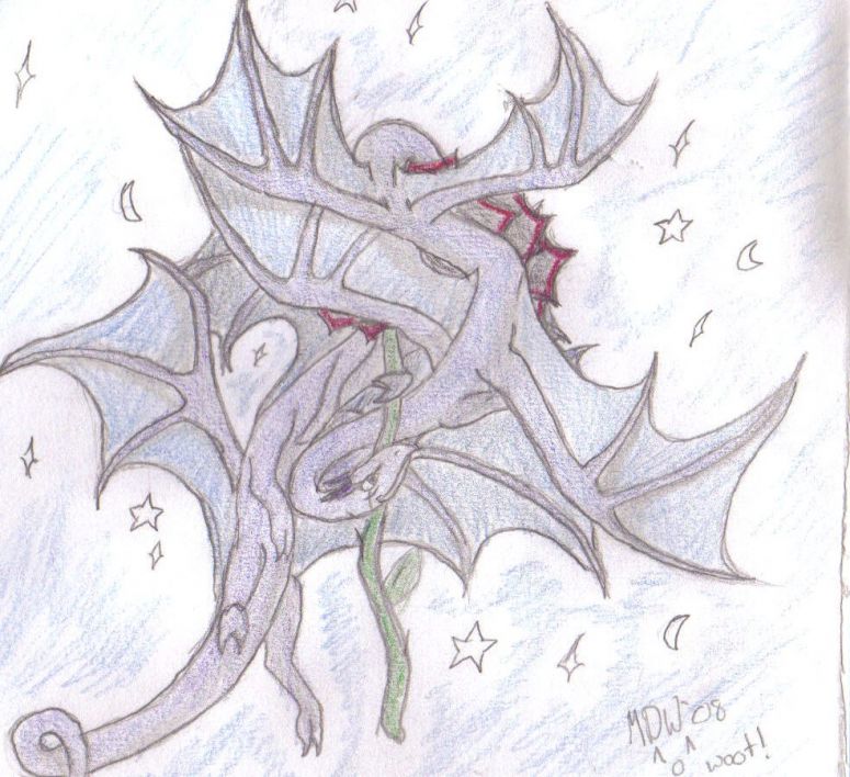 Eight Winged Wonder - By Midnight Dire Wolf
I did this during an awards assemby when I was thinking about th Divine Dragon in my Legend of Dragoon game.
