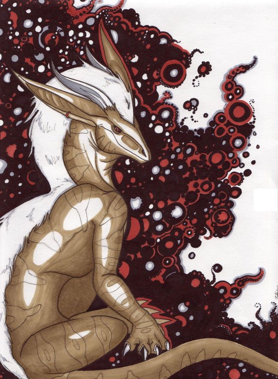 Circles - By elfmaiden
Mmmm, it has been a while since I have posted anything here...
This is my persona, Celest, in her dragon form but without wings.  This isn't the color that she is normally though, her regular colors are in the background and it is fairly symbolic.  I used prismacolor markers for this piece.

