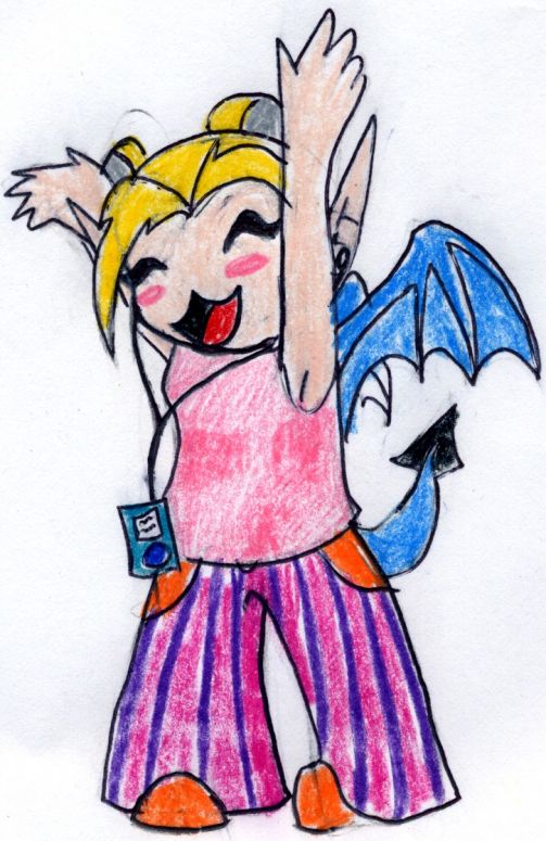 By Dragonfire
Me and the ipod I wish I had... (I usually have horns; but it's difficult to have horns with this hair style.)

Keywords: Anthropomorphic chibi