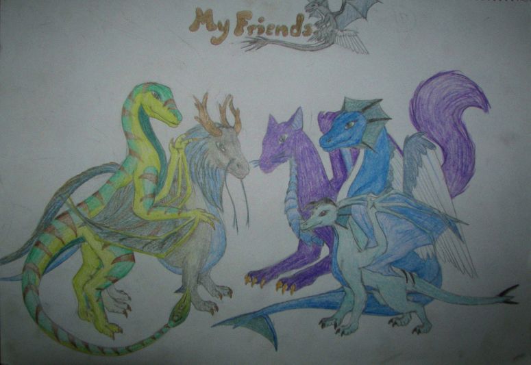 My Friends, Group portrait - By Silveera
A picture I drew when I first joined Dragnix, I found it last week and decided to send it in.

