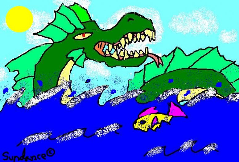 The Lord of the Seas - By Sundance
It is a picture of a vicious, green sea serpent breaching out of the water for a breath of fresh air.
Keywords: Sea-Serpent
