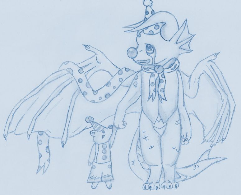 Dress up Babydrgn (4) - By Shayna
Mars wanted to see Babydrgn dressed as a clown, so I made her a sad clown. Deal with it.
Keywords: Anthropomorphic