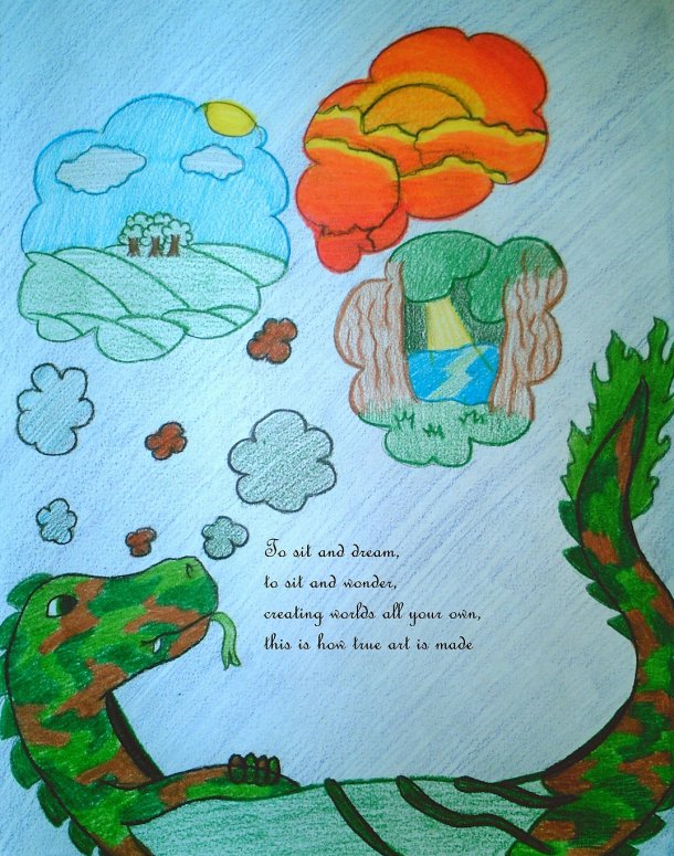 To sit and dream - By Dragonspice
This pic was colored with none other than... *drum roll* colored pencils!! xD I made the poem myself
