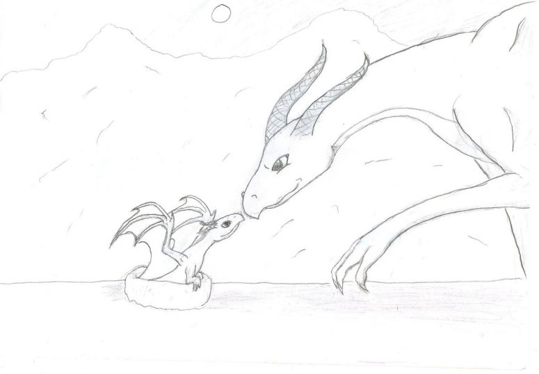 Dragon With Youngling - By Midnight Dire Wolf
Random piece I felt like doing.
